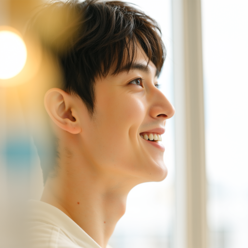 三十岁左右男性头像,穿休闲衬衫,微笑表情,浅色背景,自然光线